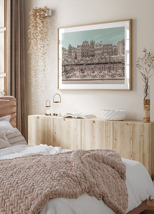 AMSTERDAM Single Canal mit Blumenmarkt | Poster im urbanen Vintage-Stil