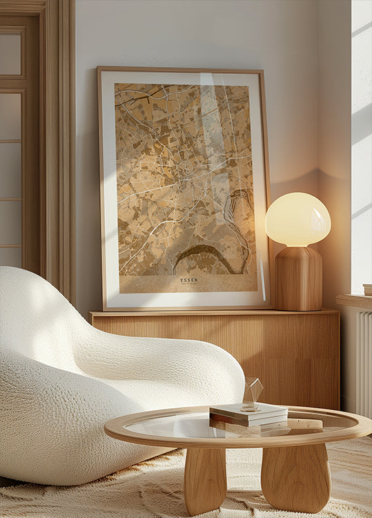 Sepia-Vintage-Karte der Innenstadt von Dresden, Poster