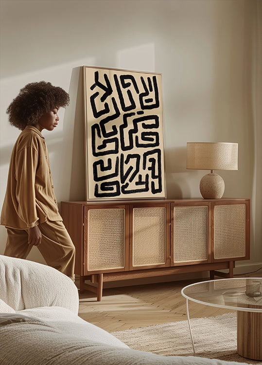 Abstraktes Labyrinth-Linien-Poster