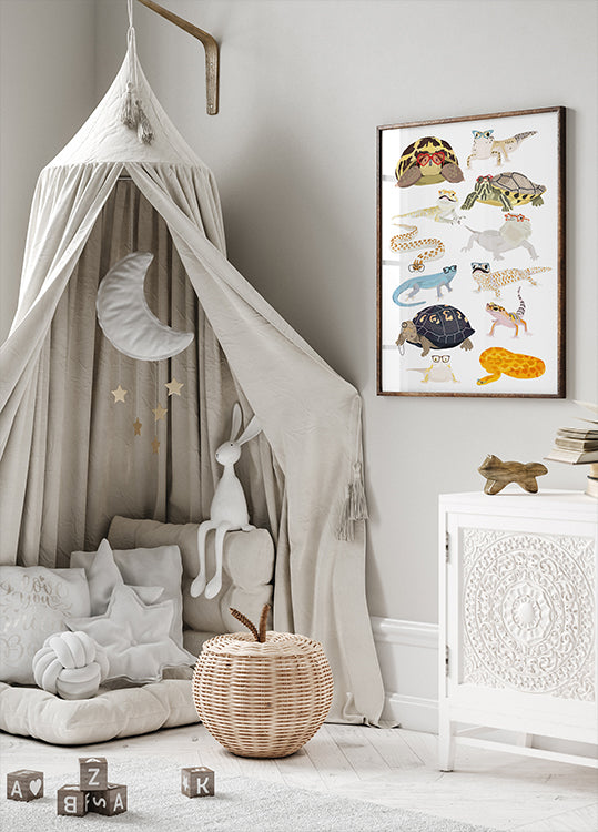 A1-Poster „Reptilien in Gläsern“.