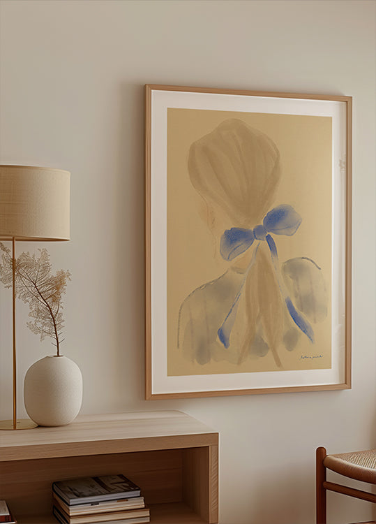 Mädchen, Mit, A, Blaues Haar, Ribbon