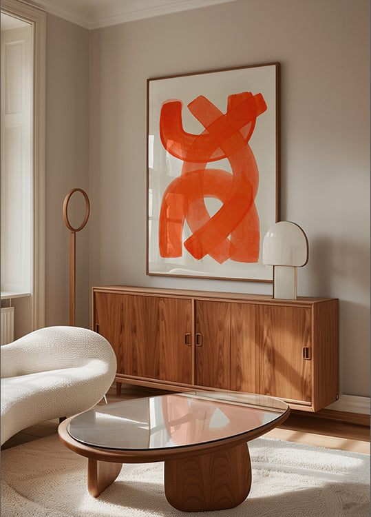 Poster mit orangefarbenen Strichen