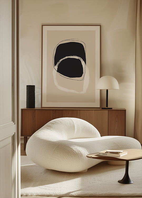 Schwarz-Weiß-Formen mit fließenden Linien