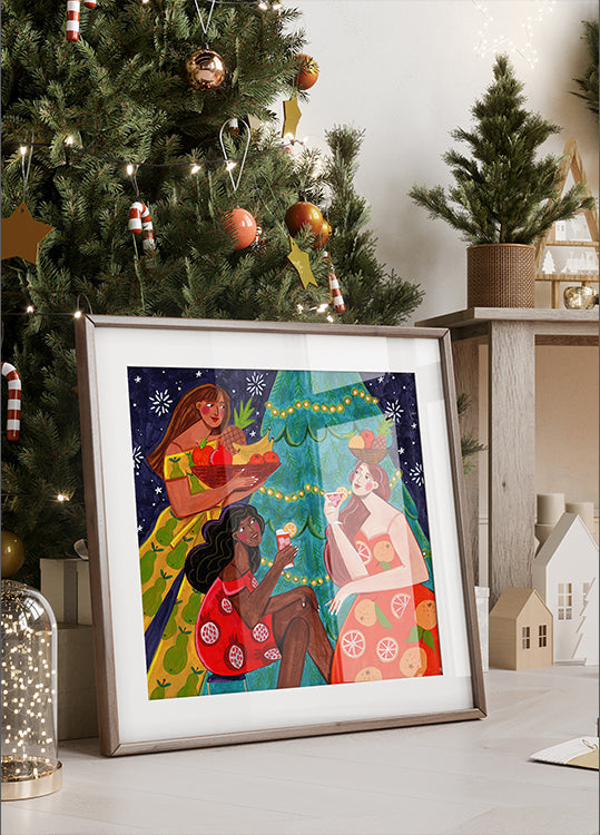 Festliches Weihnachtsfruchtfrauen-Poster