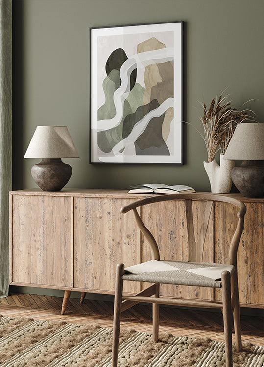 Abstraktes Poster mit grünen Formen