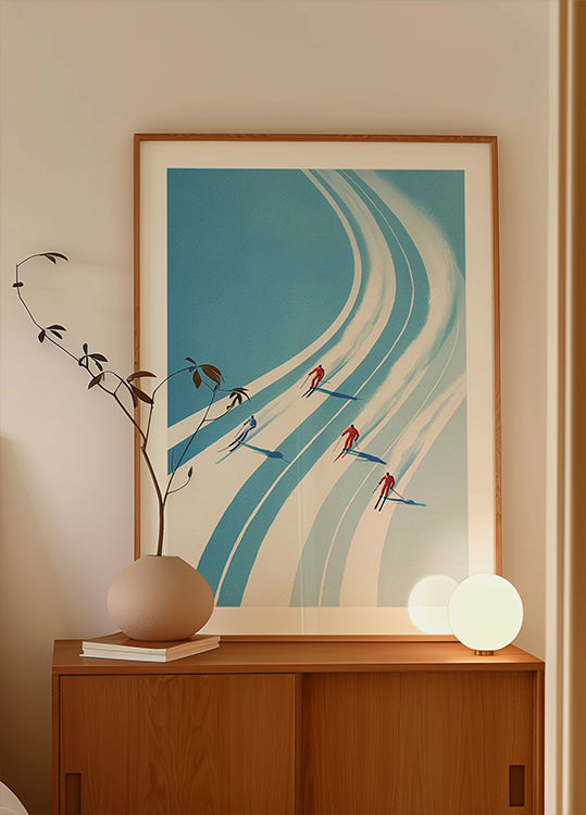 Poster mit vier Skifahrern