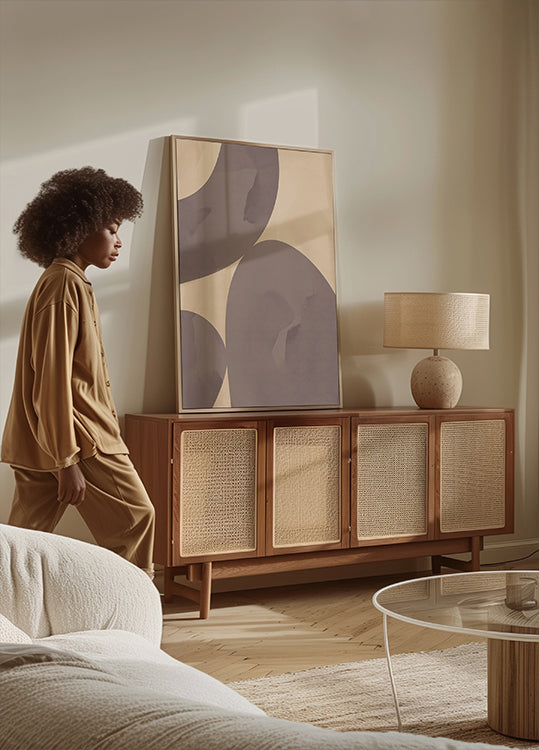 Poster mit gedämpfter Balance und abstrakten Formen