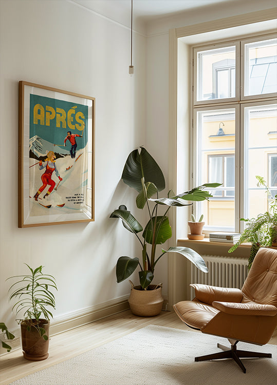 Vintage Pin Up Après-Whisky-Ski-Paar-Poster