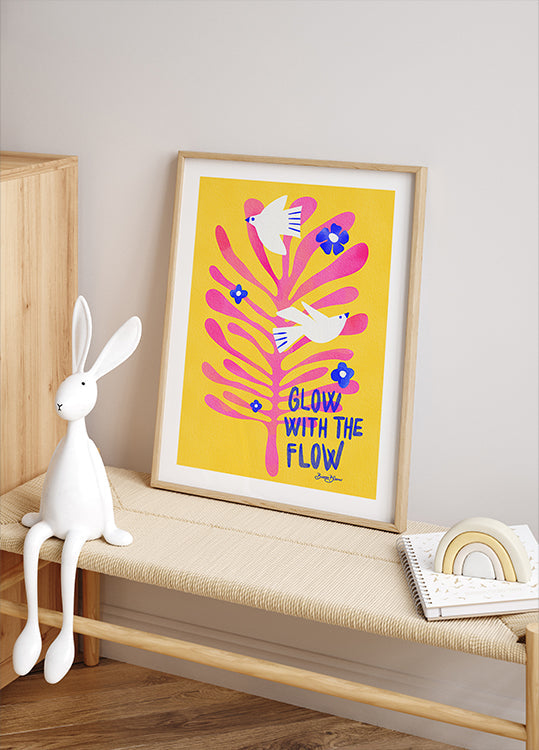 Vögel – Glow with the Flow rosa Poster