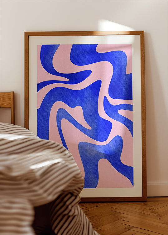 Abstraktes blaues Wellenplakat