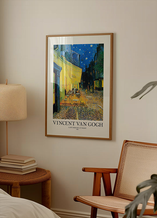 Café-Terrasse bei Nacht Poster