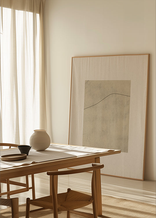 Linie auf geflüstertem beigem Poster