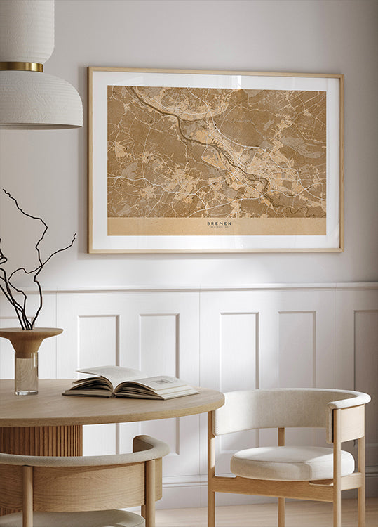 Sepia-Vintage-Karte von Bremen, Deutschland, Poster