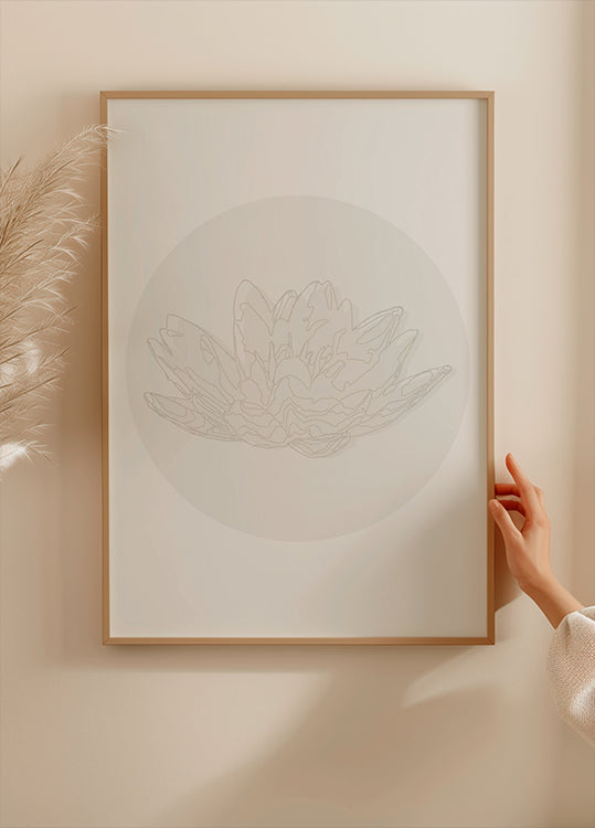 Lotus Serenity, botanisches Line-Art-Poster