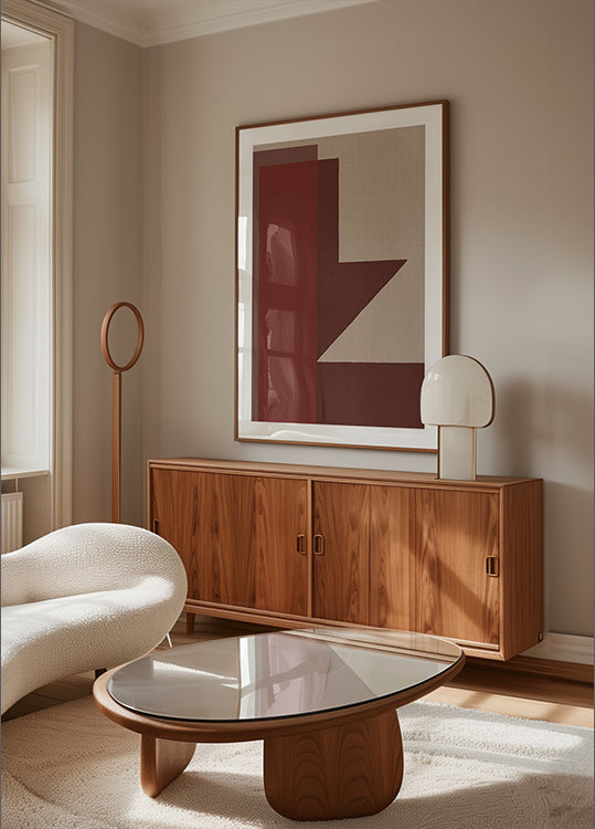 Rotes geometrisches Kompositionsplakat