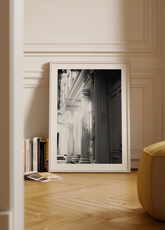 Gucci Storefront Schwarz-Weiß-Poster