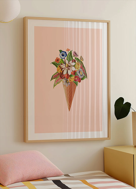Botanisches rosa Eiscreme-Poster