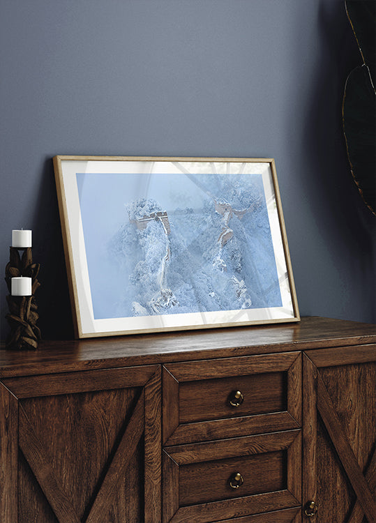 Poster „Die Chinesische Mauer in Eis und Schnee“.
