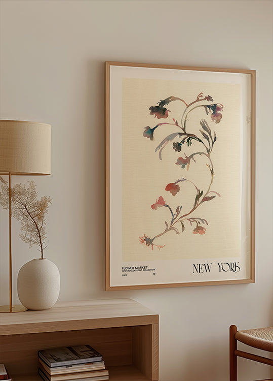 Sammlung von Aquarelldrucken. Blumenmarkt - New York