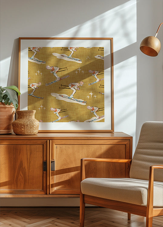 Wintersport Retro Vintage Ski Blue.png Poster