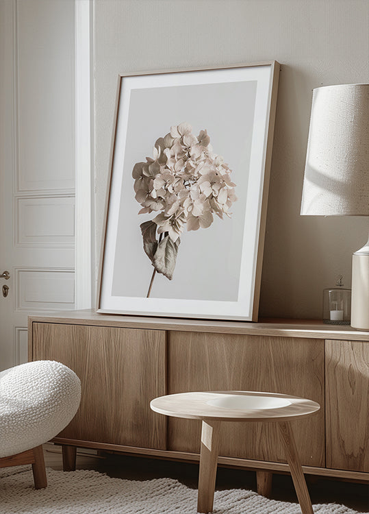 Beigefarbenes Trockenblumen-Poster