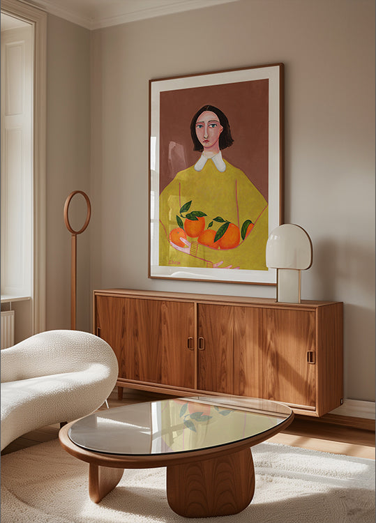 Poster „Dame mit Orangen“.