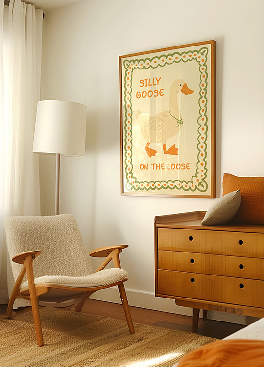 Illustrationsplakat „Dumme Gans auf dem losen“.