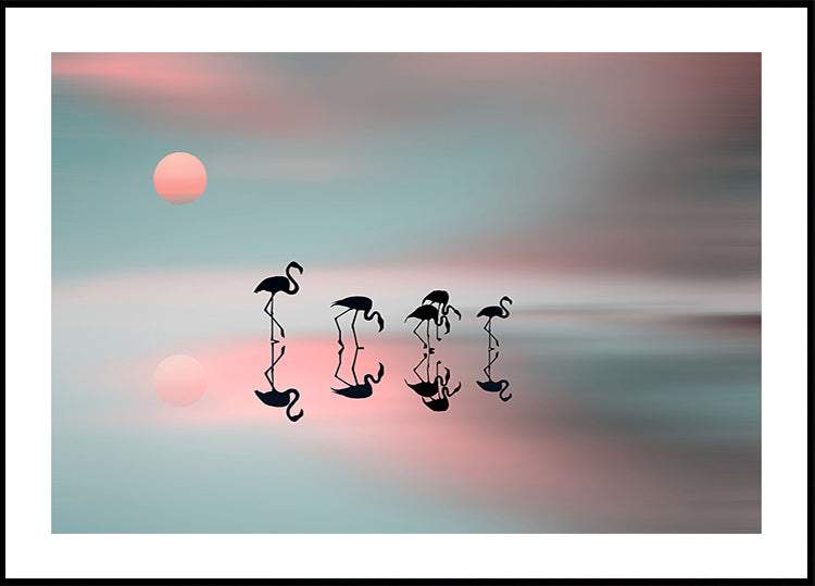 Family flamingos. Plakat - Posterbox