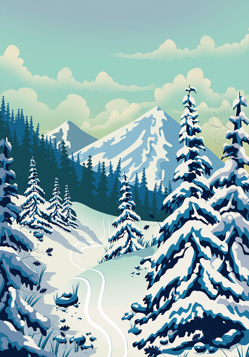 Skiing Landscape Plakat - Posterbox