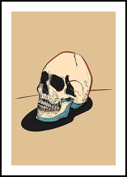 Skull Illustration On A Beige Background Plakat - Posterbox