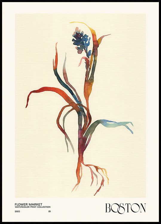 Watercolor print collection. Flower market - Boston - Posterbox