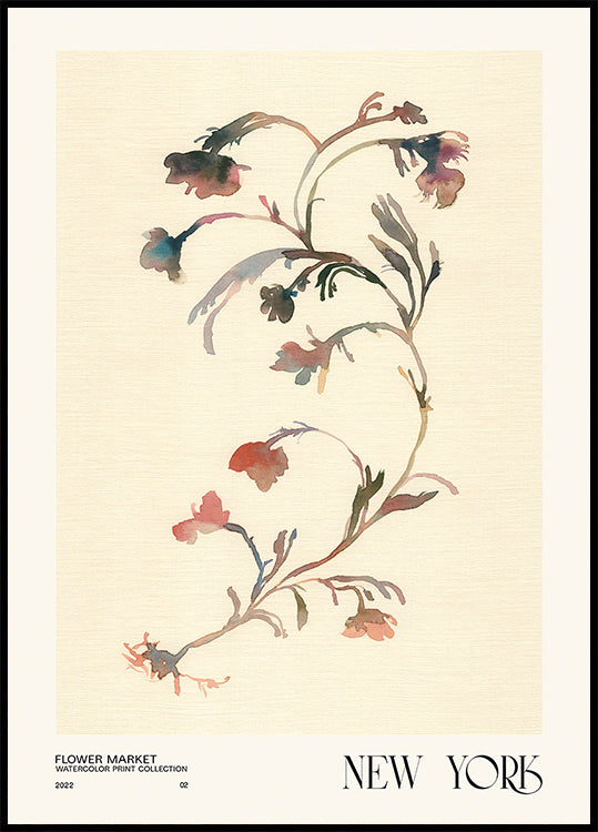 Watercolor print collection. Flower market - New York - Posterbox