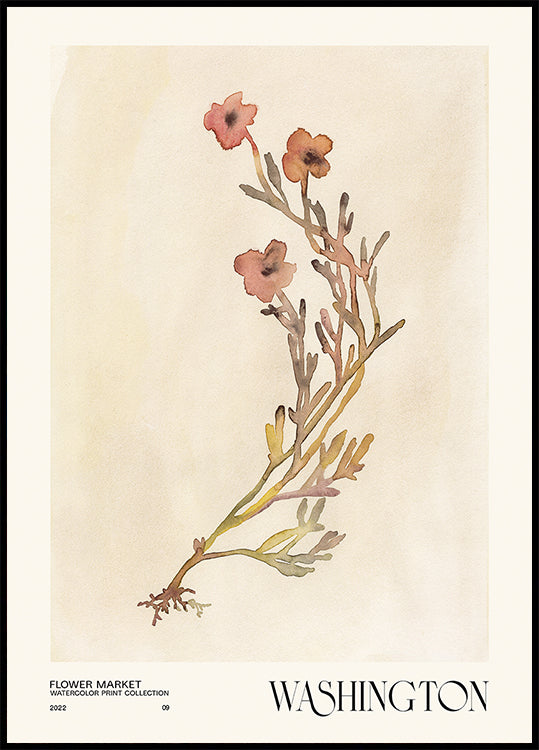 Watercolor print collection. Flower market - Washington - Posterbox