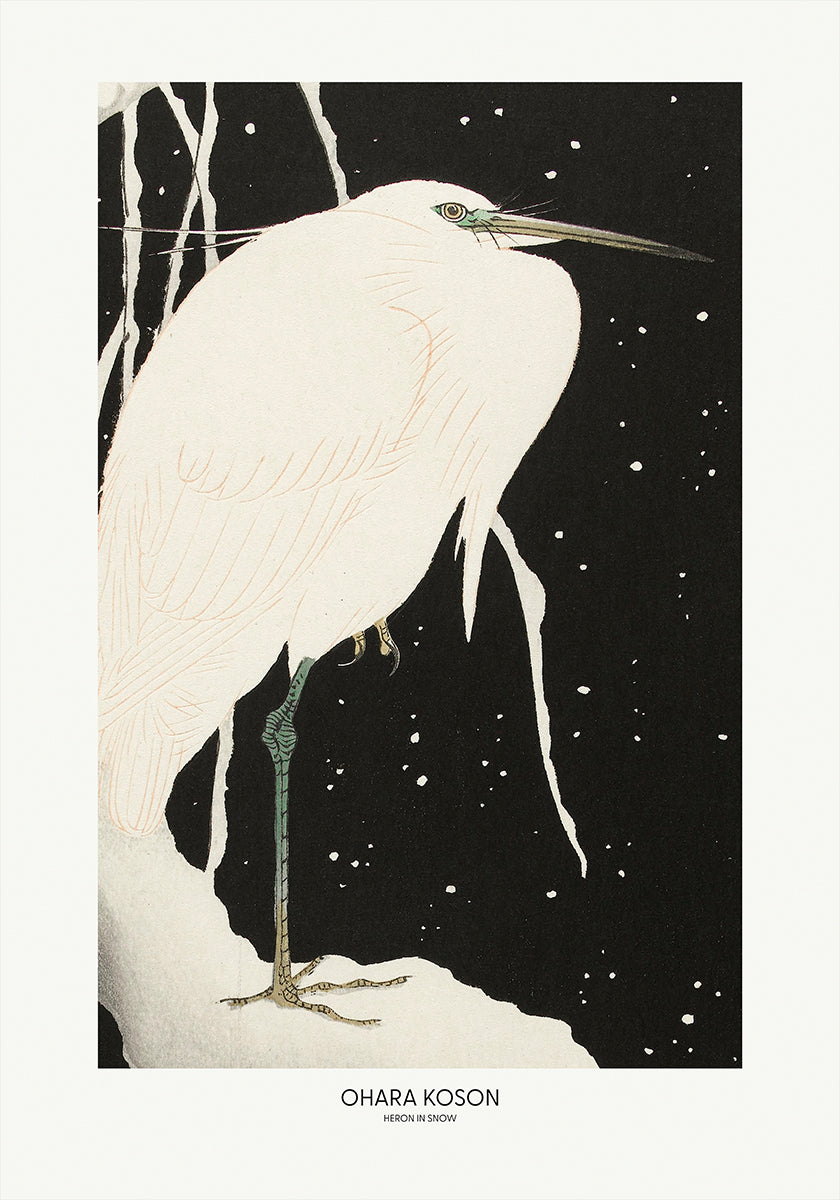 Heron In The Snow Plakat - Posterbox