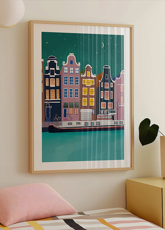 Amsterdam by night Plakat - Posterbox