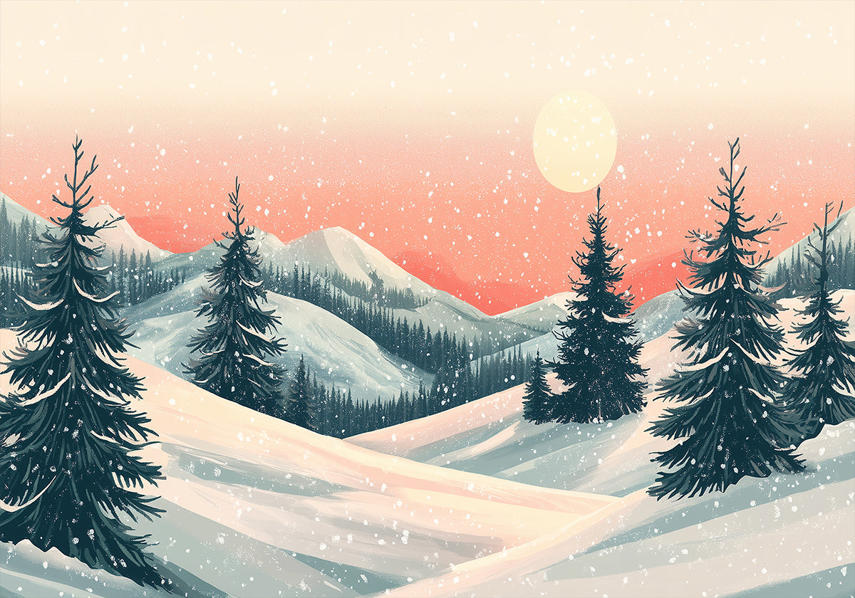 Snowy Winter Christmas Landscape Plakat - Posterbox