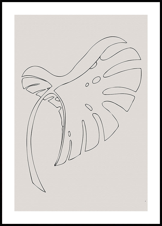 Monstera Bent Beige Plakat - Posterbox