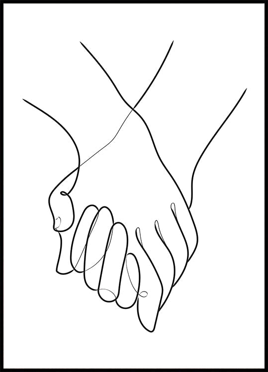 Holding Hands Lines Plakat - Posterbox