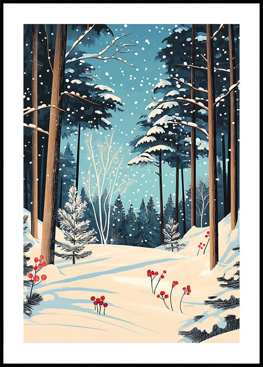 Christmas Snowy forest Plakat - Posterbox