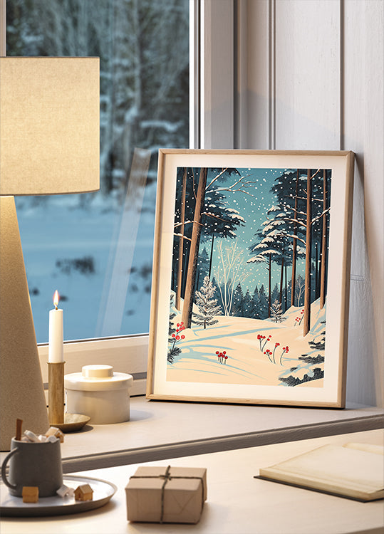 Christmas Snowy forest Plakat - Posterbox