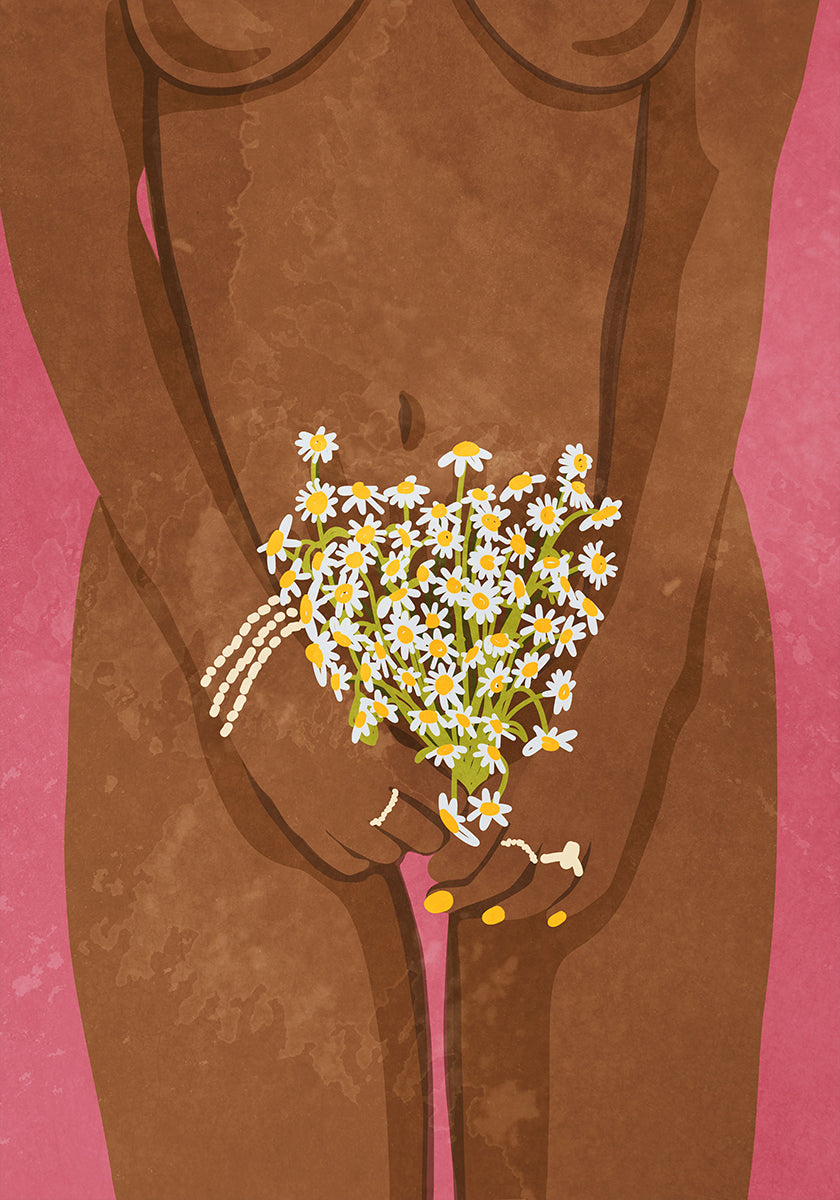 Poster mit Blumen tragen