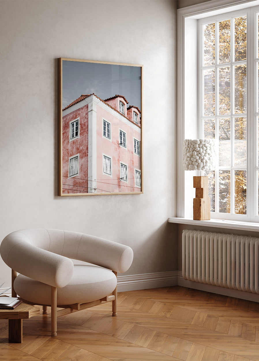 Rosa Gebäude in Lissabon Poster - Posterbox.dk