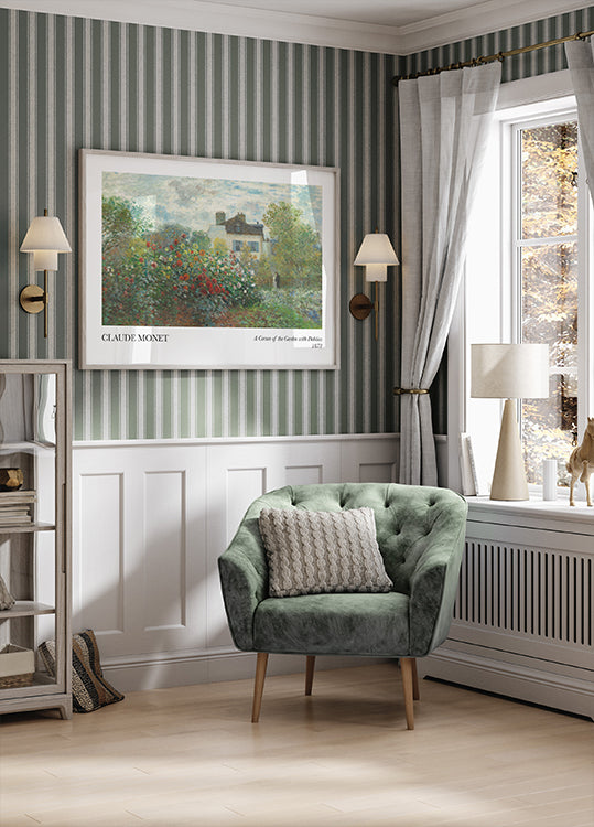 Eine Ecke des Gartens mit Dahlien Poster - Posterbox.dk