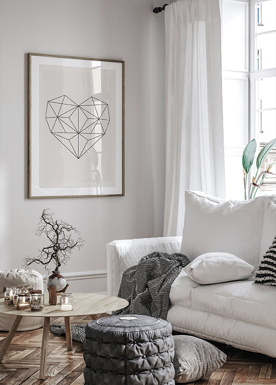 Abstraktes geometrisches Herz-Poster - Posterbox.dk