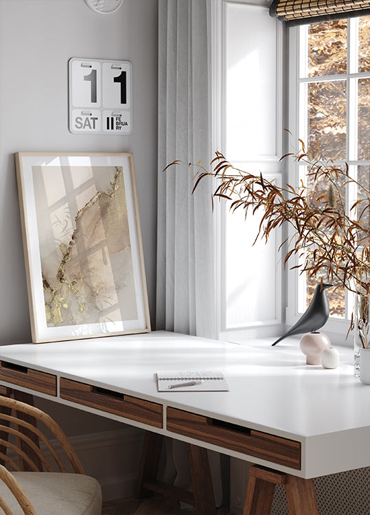 Abstraktes Goldspritzer-Poster - Posterbox.dk