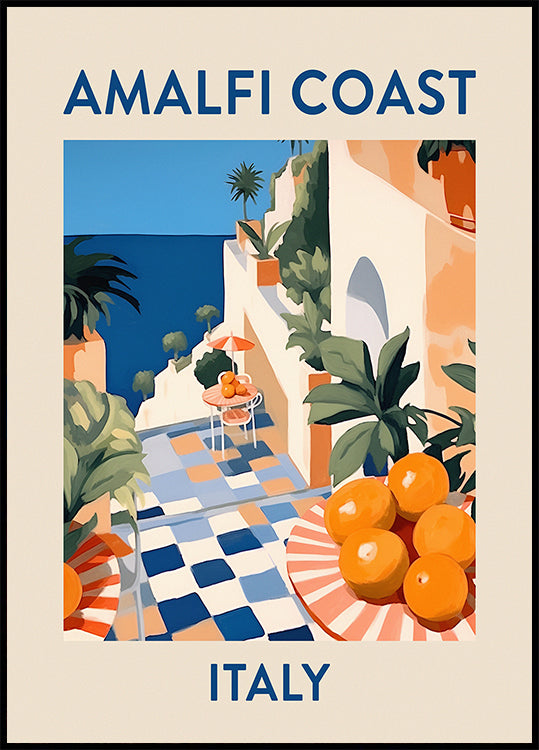Amalfiküste-Druck, Italien-Reiseposter, Zitrusterrassenkunst, mediterranes Sommerposter - Posterbox.dk