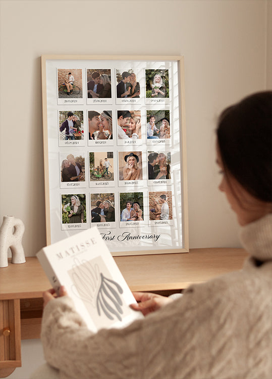 Jubiläumserinnerungen, romantisches Fotocollage-Poster - Posterbox.dk