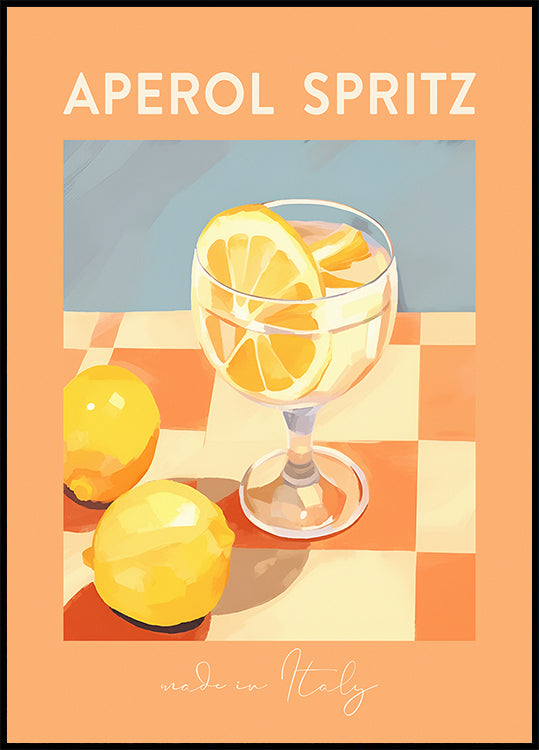 Aperol Spritz-Druck, Zitrus-Cocktail-Kunst, italienisches Sommergetränk-Poster – Posterbox.dk