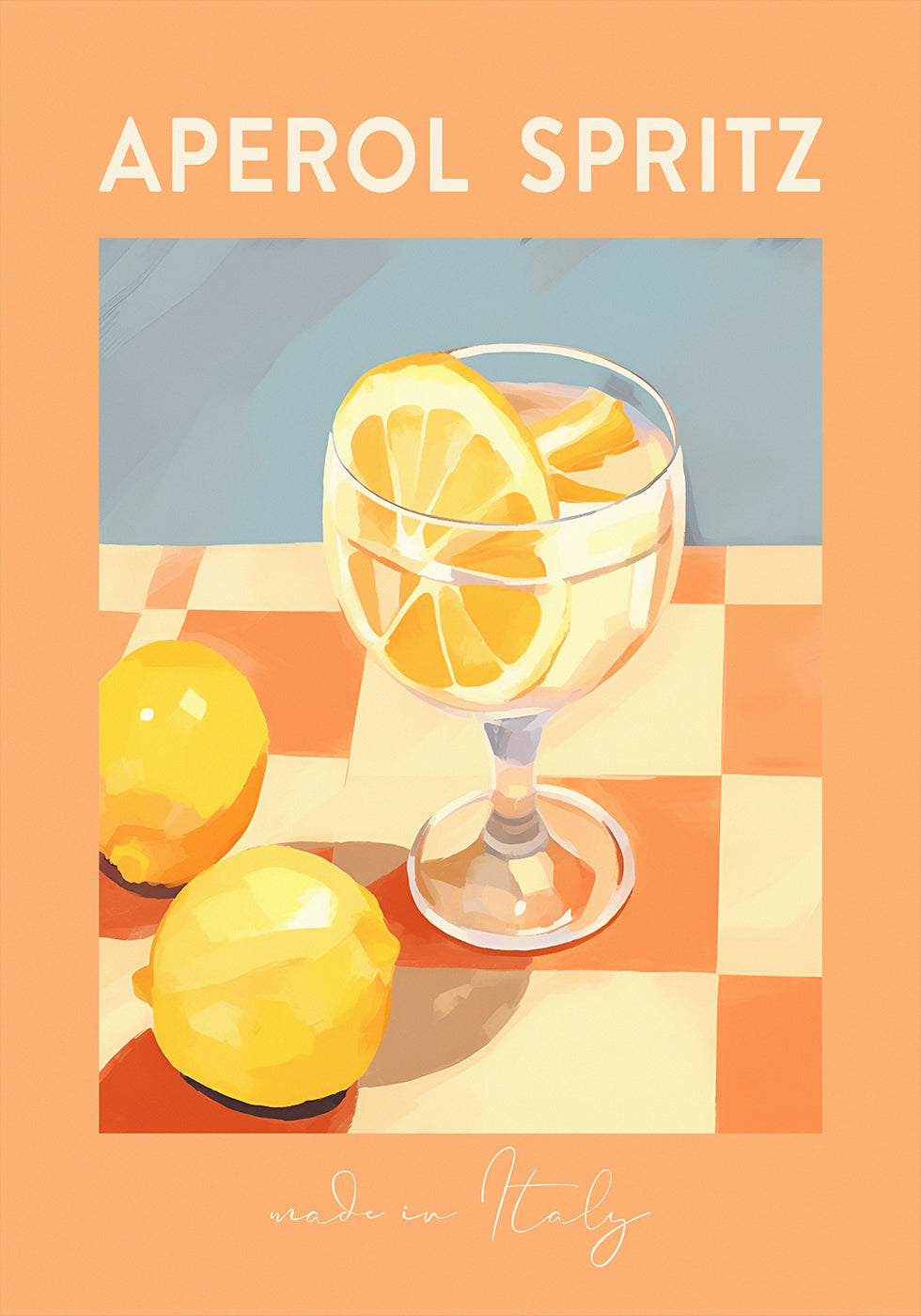 Aperol Spritz-Druck, Zitrus-Cocktail-Kunst, italienisches Sommergetränk-Poster – Posterbox.dk