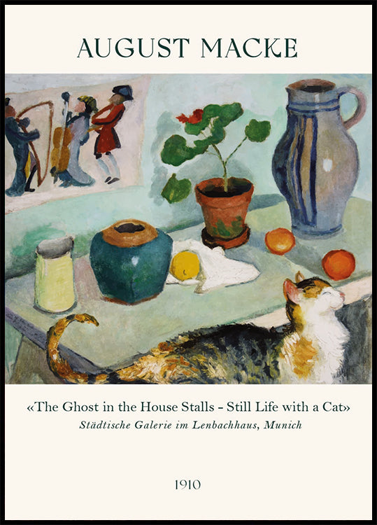 August Macke, Stillleben mit einer Katze Poster - Posterbox.dk